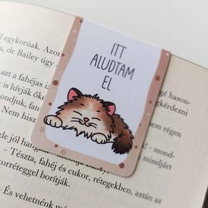 Mágneses könyvjelző - cicás, itt aludtam el, Könyv & Zene, Könyvjelző, Fotó, grafika, rajz, illusztráció, MESKA