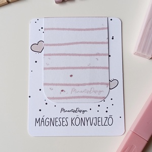 Mágneses könyvjelző - púderrózsaszín csíkos - könyv & zene - könyvjelző - Meska.hu