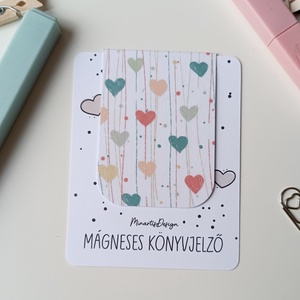 Mágneses könyvjelző - színes szívecskés - könyv & zene - könyvjelző - Meska.hu