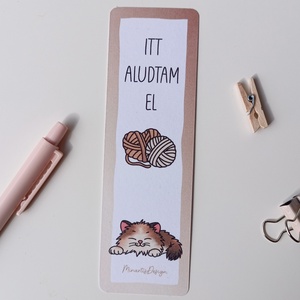 Cicás könyvjelző - itt aludtam el - könyv & zene - könyvjelző - Meska.hu