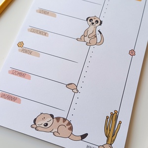 Heti tervező tömb - szurikáta - otthon & életmód - papír, írószer - jegyzetfüzet & napló - Meska.hu