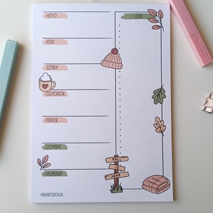 Heti tervező tömb - őszi kirándulás, Otthon & Életmód, Papír, írószer, Jegyzetfüzet & Napló, Fotó, grafika, rajz, illusztráció, MESKA