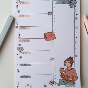Heti tervező tömb - őszi kuckózás, Otthon & Életmód, Papír, írószer, Jegyzetfüzet & Napló, Fotó, grafika, rajz, illusztráció, MESKA
