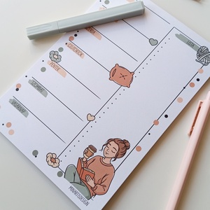 Heti tervező tömb - őszi kuckózás - otthon & életmód - papír, írószer - jegyzetfüzet & napló - Meska.hu