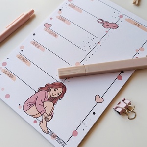 Heti tervező tömb - csajos virágos - otthon & életmód - papír, írószer - jegyzetfüzet & napló - Meska.hu