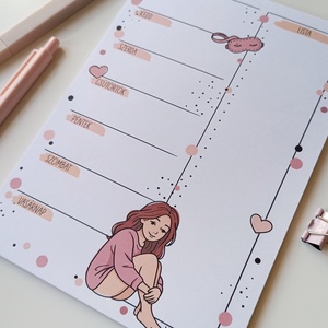 Heti tervező tömb - csajos virágos - otthon & életmód - papír, írószer - jegyzetfüzet & napló - Meska.hu