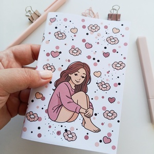 A6-os füzet csajos grafikájú boritóval, Otthon & Életmód, Papír, írószer, Jegyzetfüzet & Napló, Fotó, grafika, rajz, illusztráció, MESKA