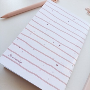 A6-os füzet pasztell rózsaszín csíkos - otthon & életmód - papír, írószer - jegyzetfüzet & napló - Meska.hu