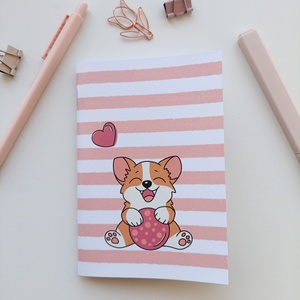 A6-os füzet cuki corgi boritóval - otthon & életmód - papír, írószer - jegyzetfüzet & napló - Meska.hu