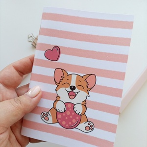 A6-os füzet cuki corgi boritóval, Otthon & Életmód, Papír, írószer, Jegyzetfüzet & Napló, Fotó, grafika, rajz, illusztráció, MESKA