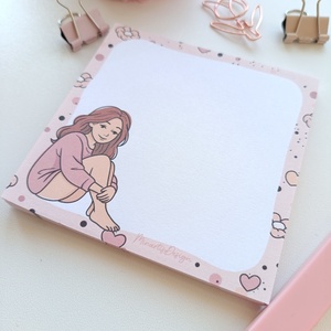 Csajos virágos jegyzettömb - 9x9 cm - otthon & életmód - papír, írószer - jegyzetfüzet & napló - Meska.hu