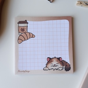 Cicás kávés jegyzettömb - 9x9 cm - Meska.hu