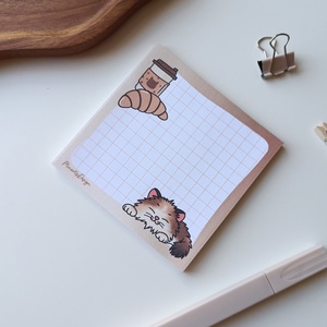 Cicás kávés jegyzettömb - 9x9 cm - otthon & életmód - papír, írószer - jegyzetfüzet & napló - Meska.hu