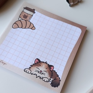 Cicás kávés jegyzettömb - 9x9 cm - otthon & életmód - papír, írószer - jegyzetfüzet & napló - Meska.hu