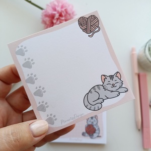 Cicás mancsos jegyzettömb - 9x9 cm - Meska.hu