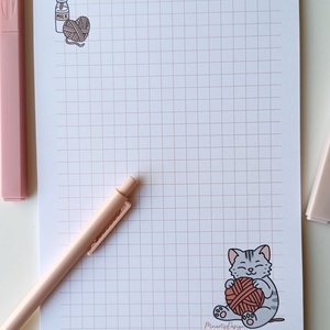 A5 jegyzettömb cicás grafikával 25 lap / 50 lap, Otthon & Életmód, Papír, írószer, Jegyzetfüzet & Napló, Fotó, grafika, rajz, illusztráció, MESKA