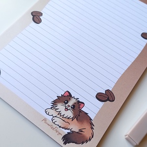 A5 jegyzettömb cicás kávés grafikával 25 lap / 50 lap - otthon & életmód - papír, írószer - jegyzetfüzet & napló - Meska.hu