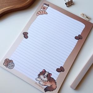 A5 jegyzettömb cicás kávés grafikával 25 lap / 50 lap - otthon & életmód - papír, írószer - jegyzetfüzet & napló - Meska.hu