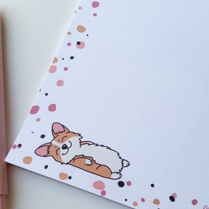 A5 jegyzettömb corgis grafikával 25 lap / 50 lap - otthon & életmód - papír, írószer - jegyzetfüzet & napló - Meska.hu