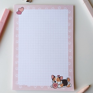 A5 jegyzettömb corgis grafikával 25 lap / 50 lap, Otthon & Életmód, Papír, írószer, Jegyzetfüzet & Napló, Fotó, grafika, rajz, illusztráció, MESKA