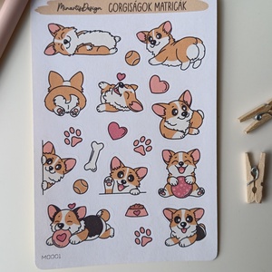 Matricaív - cuki corgik, Otthon & Életmód, Papír, írószer, Matrica, matrica csomag, Fotó, grafika, rajz, illusztráció, MESKA
