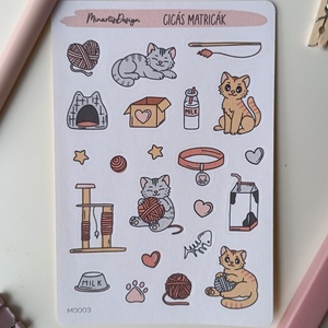 Matricaív - cuki cicás, Otthon & Életmód, Papír, írószer, Matrica, matrica csomag, Fotó, grafika, rajz, illusztráció, MESKA