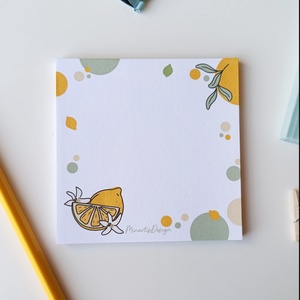 Citrom mintás  jegyzettömb - 9x9 cm, Otthon & Életmód, Papír, írószer, Jegyzetfüzet & Napló, Fotó, grafika, rajz, illusztráció, MESKA