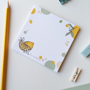 Citrom mintás  jegyzettömb - 9x9 cm - otthon & életmód - papír, írószer - jegyzetfüzet & napló - Meska.hu