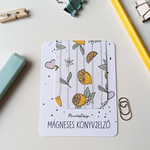 Mágneses könyvjelző - citrom mintás - könyv & zene - könyvjelző - Meska.hu