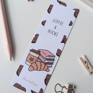 Kávés, könyvmolyos könyvjelző - könyv & zene - könyvjelző - Meska.hu