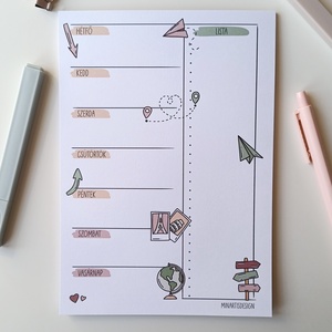 Heti tervező tömb - utazós / travel - Meska.hu