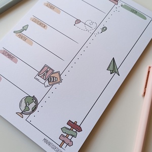 Heti tervező tömb - utazós / travel - otthon & életmód - papír, írószer - jegyzetfüzet & napló - Meska.hu