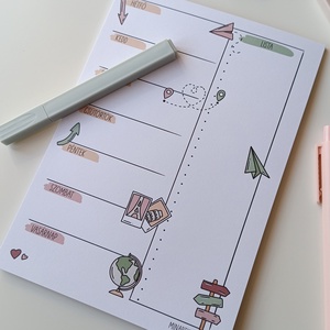 Heti tervező tömb - utazós / travel - otthon & életmód - papír, írószer - jegyzetfüzet & napló - Meska.hu