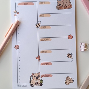 Heti tervező tömb - wombat, Otthon & Életmód, Papír, írószer, Jegyzetfüzet & Napló, Fotó, grafika, rajz, illusztráció, MESKA