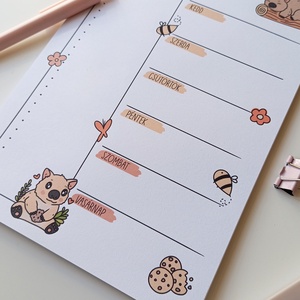 Heti tervező tömb - wombat - otthon & életmód - papír, írószer - jegyzetfüzet & napló - Meska.hu