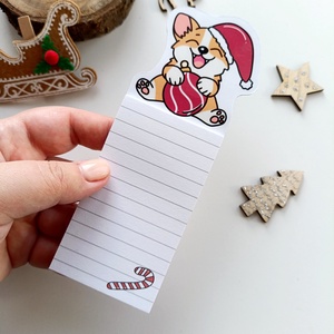 Cuki karácsonyi corgis mágneses jegyzettömb  - Meska.hu