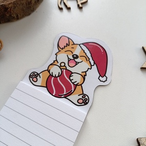 Cuki karácsonyi corgis mágneses jegyzettömb  - otthon & életmód - papír, írószer - jegyzetfüzet & napló - Meska.hu