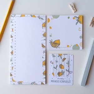 Citromos jegyzettömb és könyvjelző szett  - otthon & életmód - papír, írószer - jegyzetfüzet & napló - Meska.hu