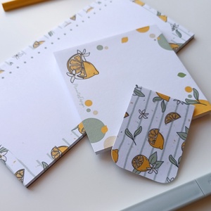 Citromos jegyzettömb és könyvjelző szett  - otthon & életmód - papír, írószer - jegyzetfüzet & napló - Meska.hu