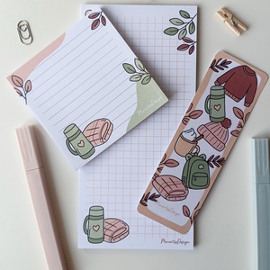 Őszi kiránduló grafikás jegyzettömb szett könyvjelzővel, Otthon & Életmód, Papír, írószer, Jegyzetfüzet & Napló, Fotó, grafika, rajz, illusztráció, MESKA