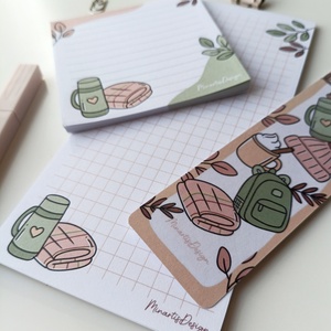 Őszi kiránduló grafikás jegyzettömb szett könyvjelzővel - otthon & életmód - papír, írószer - jegyzetfüzet & napló - Meska.hu