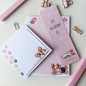 Corgi kutyás jegyzettömb szett könyvjelzővel, Otthon & Életmód, Papír, írószer, Jegyzetfüzet & Napló, Fotó, grafika, rajz, illusztráció, MESKA