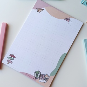 A5 jegyzettömb utazós, világjáró grafikával 25 lap / 50 lap, Otthon & Életmód, Papír, írószer, Jegyzetfüzet & Napló, Fotó, grafika, rajz, illusztráció, MESKA