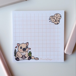Wombatos jegyzettömb - 9x9 cm, Otthon & Életmód, Papír, írószer, Jegyzetfüzet & Napló, Fotó, grafika, rajz, illusztráció, MESKA