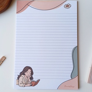 A5 jegyzettömb csajos őszi grafikával 25 lap / 50 lap, Otthon & Életmód, Papír, írószer, Jegyzetfüzet & Napló, Fotó, grafika, rajz, illusztráció, MESKA