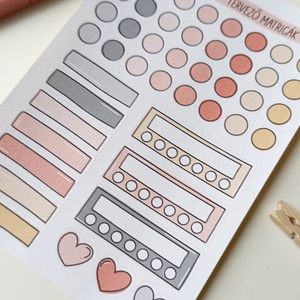 tervező matricák matricaív rózsaszín szürke- 0003 - otthon & életmód - papír, írószer - matrica, matrica csomag - Meska.hu