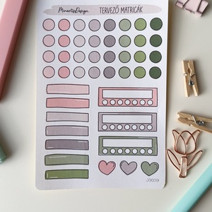 tervező matricák matricaív rózsaszín zöld- 0009, Otthon & Életmód, Papír, írószer, Matrica, matrica csomag, Fotó, grafika, rajz, illusztráció, MESKA