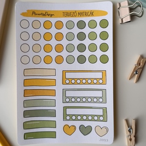 tervező matricák matricaív sárga zöld- 0013, Otthon & Életmód, Papír, írószer, Matrica, matrica csomag, Fotó, grafika, rajz, illusztráció, MESKA