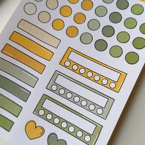 tervező matricák matricaív sárga zöld- 0013 - otthon & életmód - papír, írószer - matrica, matrica csomag - Meska.hu