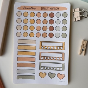 tervező matricák matricaív sárga barna- 0012, Otthon & Életmód, Papír, írószer, Matrica, matrica csomag, Fotó, grafika, rajz, illusztráció, MESKA